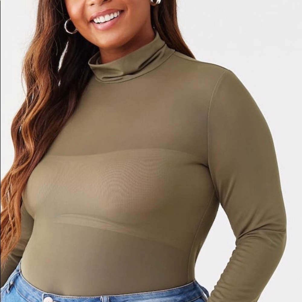 Sheer high neck, long sleeve top